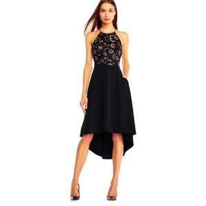 Aidan Mattox High Low Halter Embroidered Dress